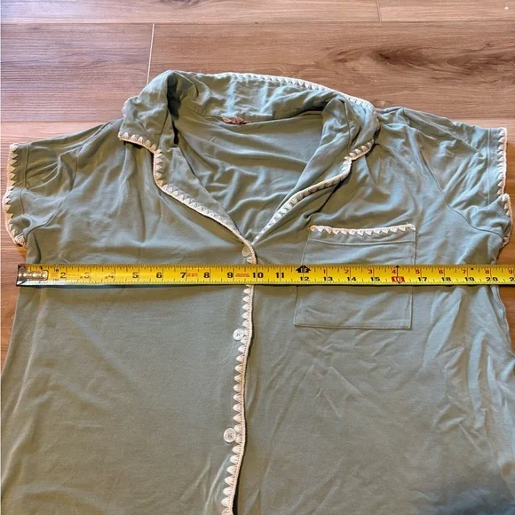 Eberjey Frida TENCEL™ Modal Shortie Short PJ Set Eucalyptus/Ivory Large - Picture 5 of 6